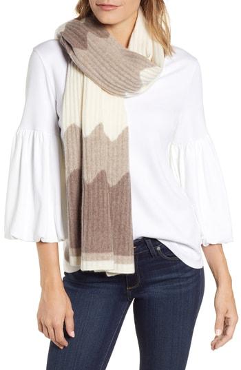 Women's Halogen Chevron Cashmere Scarf, Size - Beige