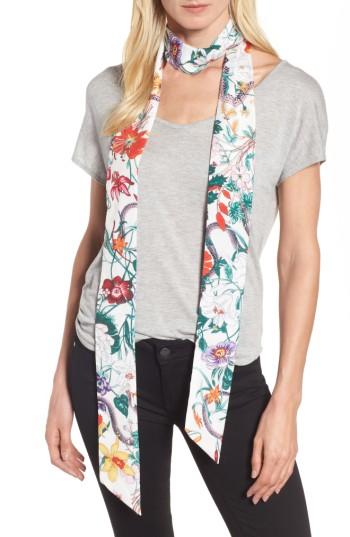 Women's Cara Floral Print Skinny Scarf, Size - White