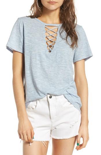 Women's Socialite Grommet Lace-up Tee - Blue