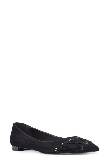 Women's Nine West Alyssum Corset Skimmer Flat .5 M - Black