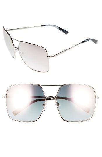 Women's Kendall + Kylie 65mm Navigator Sunglasses - Shiny Silver/ Pink Mirror