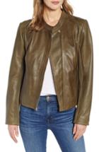 Women's Cole Haan Lambskin Leather Jacket - Green