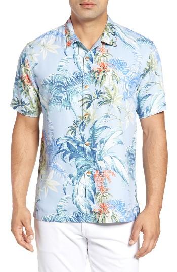 Men's Tommy Bahama Tropical Falls Regular Fit Print Silk Camp Shirt - Blue
