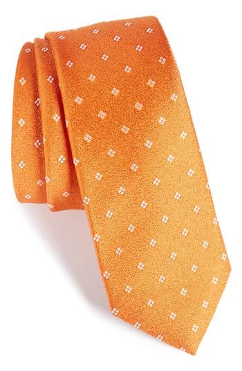 Men's Calibrate Moten Neat Silk Skinny Tie, Size - Orange