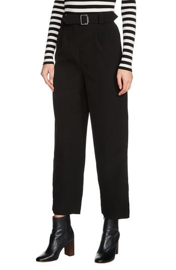 Women's Maje Belted High Waist Crop Pants - Black