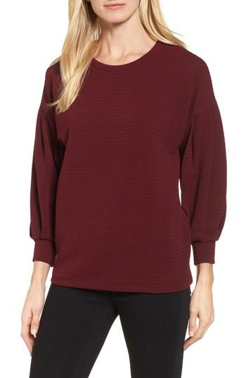 Women's Bobeau Ottoman Texture Balloon Sleeve Top - Burgundy