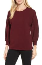 Women's Bobeau Ottoman Texture Balloon Sleeve Top - Burgundy