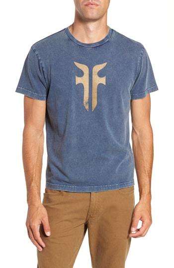 Men's Frye Double-f Logo Acid Wash T-shirt - Blue