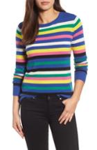 Women's Halogen Stripe Cashmere Sweater - Blue