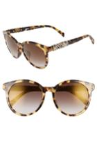 Women's Moschino 54mm Special Fit Mirrored Round Sunglasses - Yellow Havana/ Gold