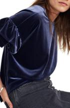 Women's Madewell Velvet Ruffle Sleeve Tee - Blue