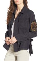 Women's Pam & Gela Cargo Jacket With Crest Patch, Size - Black