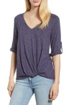 Women's Gibson Tab Sleeve Knot Waist Top, Size - Blue