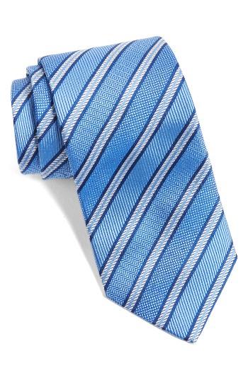 Men's David Donahue Stripe Silk Tie, Size X-long - Blue