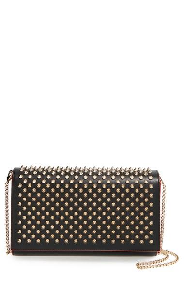 Christian Louboutin 'paloma' Spiked Calfskin Clutch - Black
