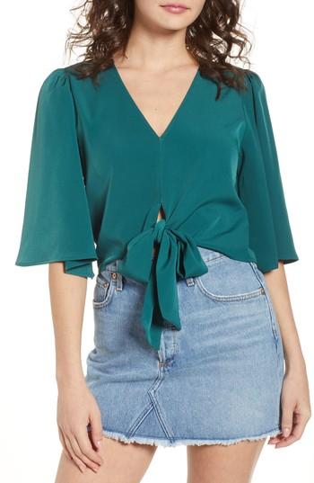 Women's 4si3nna Tie Front Top - Green