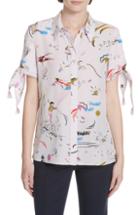 Women's Tory Burch Embroidered Sleeve Silk Shirt - Purple