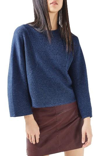 Women's Topshop Diamond Kimono Sleeve Sweater Us (fits Like 0) - Blue