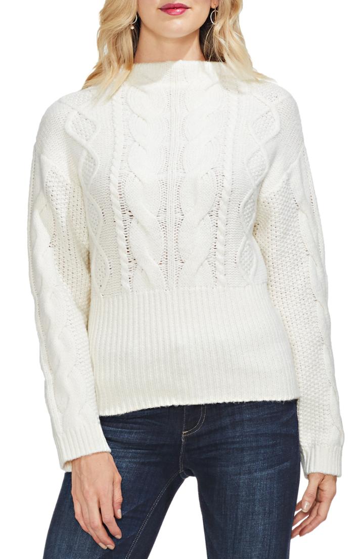 Women's Vince Camuto Cotton Blend Cable Knit Sweater