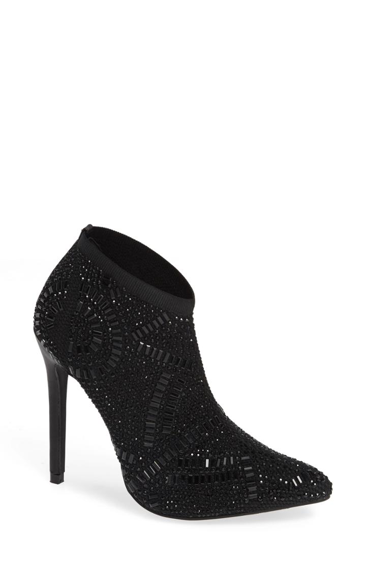 Women's Lauren Lorraine Sarah Crystal Embellished Bootie .5 M - Black