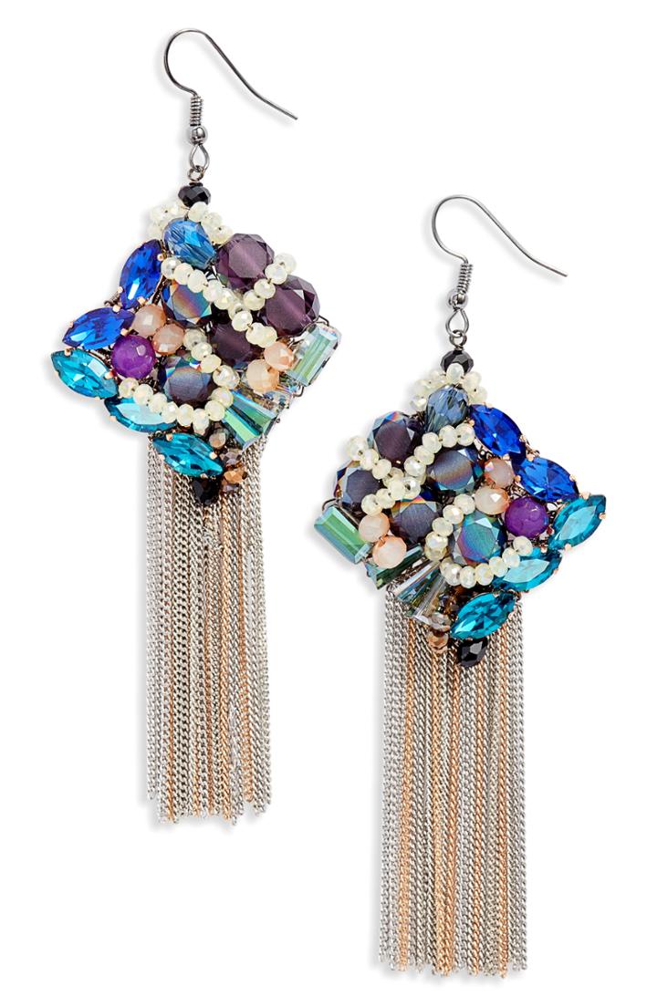 Women's Mad Jewels Moon Fringe Earrings