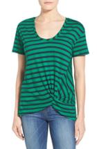 Petite Women's Halogen Knot Front Tee, Size P - Green