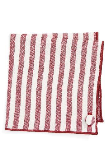 Men's Armstrong & Wilson Stripe Linen Pocket Square, Size - Burgundy