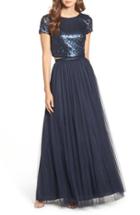 Women's Adrianna Papell Embellished Two Piece Gown - Blue