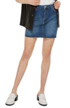Women's Topshop Varsity Stripe Denim Miniskirt Us (fits Like 0) - Blue