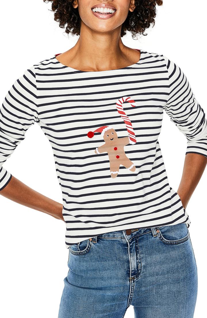 Women's Boden The Fun Breton Stripe Top - Ivory