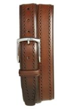 Men's Allen Edmonds Manistee Brogue Leather Belt - Brown