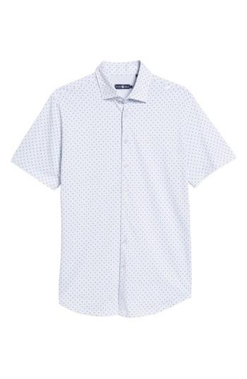Men's Stone Rose Trim Fit Polka Dot Check Sport Shirt, Size - Grey