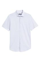 Men's Stone Rose Trim Fit Polka Dot Check Sport Shirt, Size - Grey
