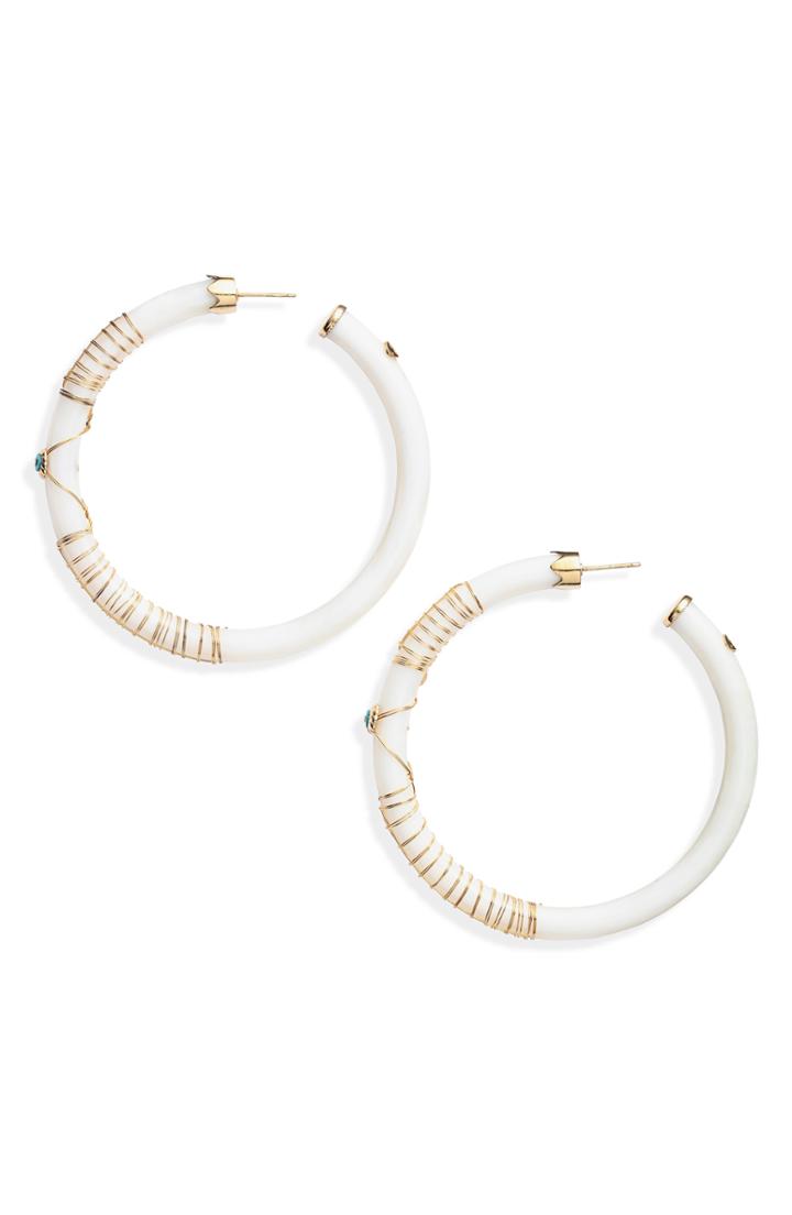 Women's Gas Bijoux Calis White Hoop Earrings