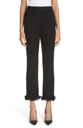 Women's Givenchy Ribbed Ruffle Hem Pants - Black