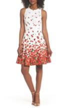 Women's Maggy London Print Fit & Flare Dress - White