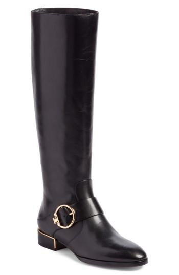 Women's Tory Burch Sofia Buckled Riding Boot .5 Regular Calf M - Black