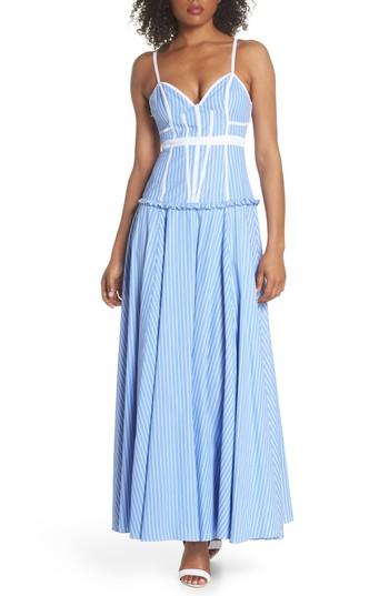 Women's Fame And Partners Morrow Stripe Corset Gown - Blue