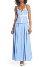 Women's Fame And Partners Morrow Stripe Corset Gown - Blue