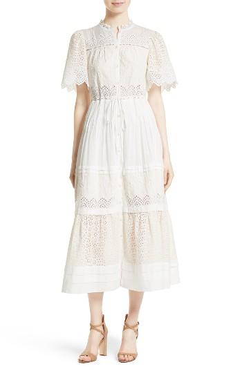 Women's La Vie Rebecca Taylor Embroidered Voile Midi Dress