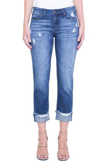 Women's Liverpool Jeans Company Kennedy Distressed Raw Hem Crop Boyfriend Jeans - Blue