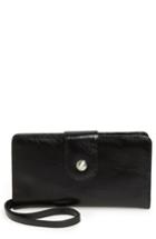 Women's Hobo 'danette' Glazed Leather Continental Wallet - Beige