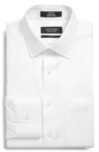 Men's Nordstrom Men's Shop Trim Fit Non-iron Solid Dress Shirt - 34/35 - White