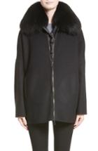 Women's Moncler Buxus Wool & Cashmere Coat With Removable Genuine Fox Fur Trim Vest