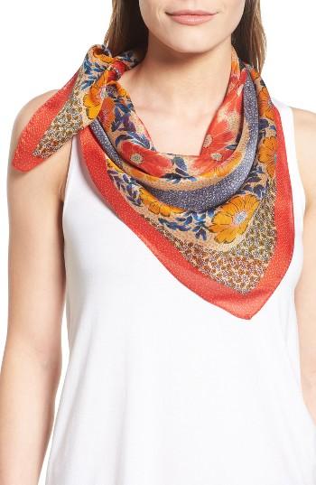 Women's Echo Le Jardin Square Silk Scarf, Size - Orange