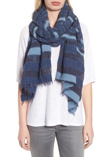 Women's Eileen Fisher Stripe Scarf, Size - Blue