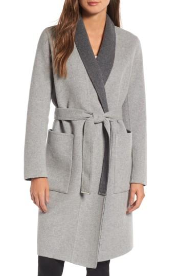 Women's Soia & Kyo Double Face Wool Blend Long Wrap Coat - Grey