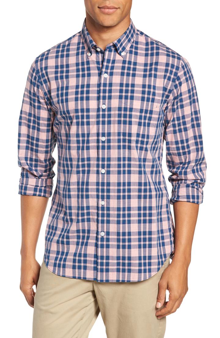 Men's Bonobos Summerweight Slim Fit Check Sport Shirt, Size R - Red