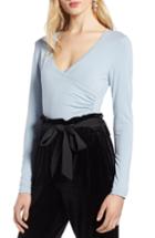 Petite Women's Halogen Surplice Knit Top, Size P - Blue