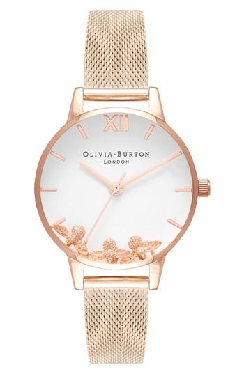 Women's Olivia Burton Busy Bees Mesh Strap Watch, 30mm